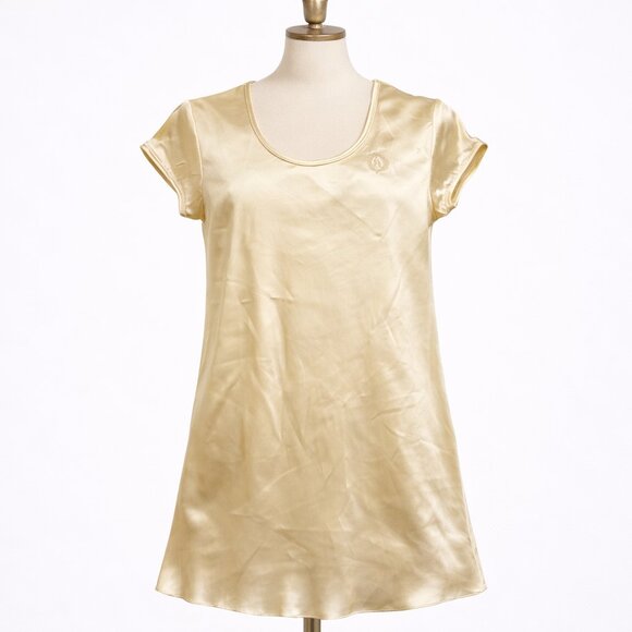 Jones New York Other - Jones New York Satin Sleep Shirt Nightgown Size Large Cream Yellow Cap Sleeve